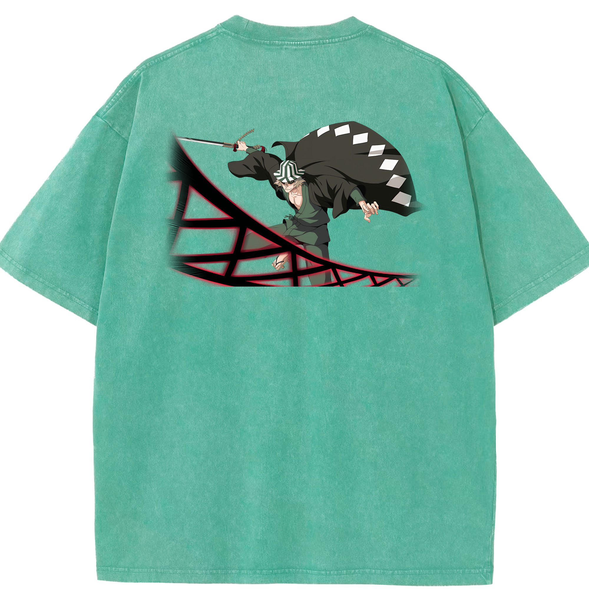 （画像用） "ブリーチ 浦原 喜助（うらはら きすけ） BLEACH Urahara Kisuke " 綿100% ヴィンテージ風 半袖Tシャツ（背面プリント）